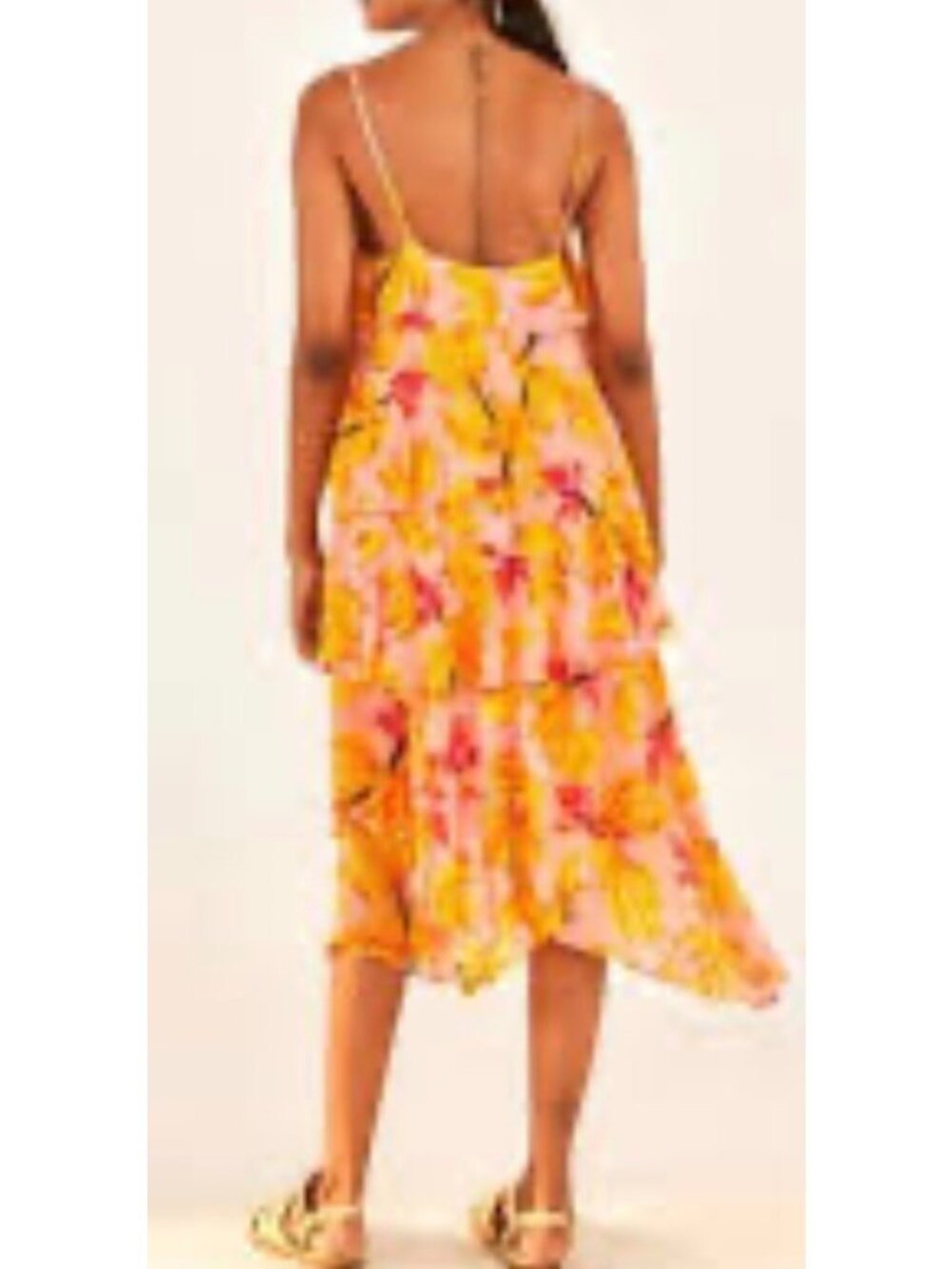 Farm Rio Banana Taste Tiered Midi Dress Size S - Picture 3 of 12
